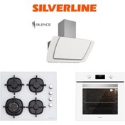 Resim Silverline Beyaz Cam Ankastre Set (3373 Misto 60+cs5429w01+bo6502w02) 