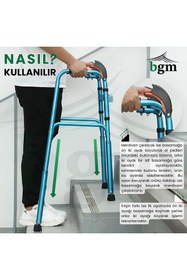 Resim bgm Merdiven Destekli Yürüteç Walker Yüksek Kalite Katlanır Merdiven Tipi Walker 
