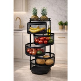 Resim Doremcy 5 Katlı Yana Açılır Sebzelik Meyvelik Patates Soğan Sepeti 90X35 cm Çok Amaçlı Mutfak Depolama Rafı 