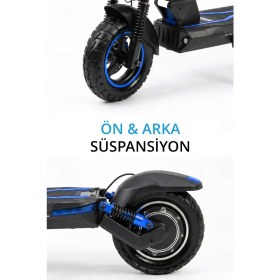 Resim Piranha 5020M 800W Elektrikli Scooter 48V 10.4AH 40 Km Menzil Katlanabilir LED Aydınlatma Sinyal 