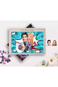 Resim Bk Gift Kişiye Özel Sevgililer Karikatürlü 1000 Parça Profesyonel Puzzle-11 
