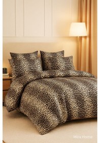 Resim Çift Kişilik Pamuklu Nevresim Takımı Wild Leopard Renkli 