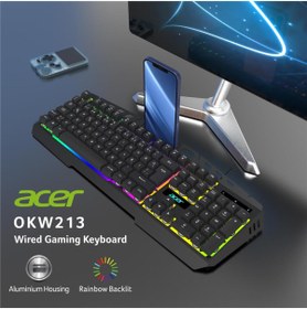Resim TREND Acer OKW213 Siyah RGB Rainbow Backlit Gaming Keyboard Rainbow (Kablo Uzunluğu 1,5mt) 