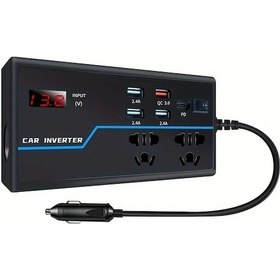 Resim Xuweiwei G9 200w Araba Invertoru 12v Dc 110v 24v Dc 220v Donusturucu Led Ekran 4 Usb 1 Pd Port Hizli Sarj Kxiy 