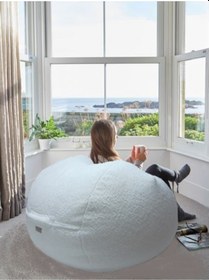 Resim Peluş Armut Koltuk Kuzu Yünü Tarzında Beyaz 