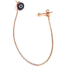 Resim Nazar Boncuğu Detaylı Gümüş Üzerine Rose Altın Kaplamalı Zincir K 