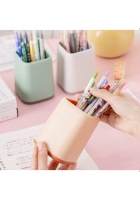 Resim Renkli Plastik Masaüstü Kalemlik Kawaii Tek Gözlü Şık Kalemlik - Pembe Pembe 