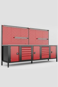 Resim dorf 3 Metre 10 Çekmeceli 3 Dolaplı Çalışma Tezgahı Boş 