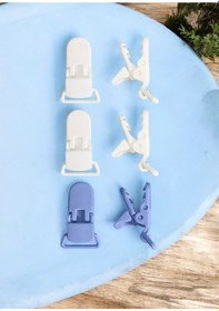 Resim Joyous Mom Kids 3'lü Pamuk Müslin Bebek Emzik Askısı Plastik 2 Klips Tutacaklı Ma Açık Mavi - Koyu Mavi 