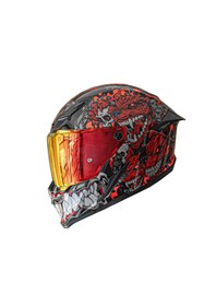 Resim DeadG Inferno Gatekeeper Parlak Siyah-Kırmızı Kask 