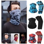 Resim Motion003 Kamuflej Gri 2 Parça Kolçak Maske Bandana Motosiklet Balıkçılık Çorabı Seti 