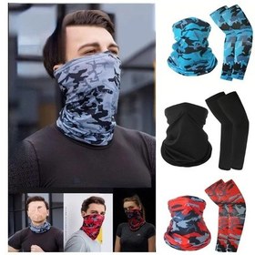 Resim Motion003 Kamuflej Gri 2 Parça Kolçak Maske Bandana Motosiklet Balıkçılık Çorabı Seti 