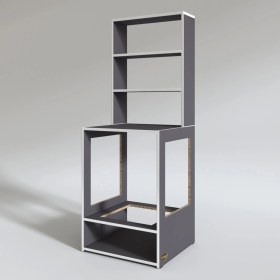 Resim Kenzlife ankastre fırın dolabı ismihan gri 165*60*56 mutfak raflı 