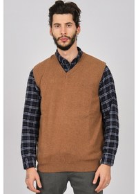 Resim Arslanlı Erkek Lambswool V Yaka Süveter 0767991 Oranj-Kahve Melanj 