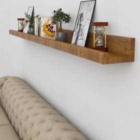 Resim evbiziz Doğal Ahşap Açık Ceviz 150cm Resim Çerçeve Rafı Duvar Rafı Kitaplık Çiçeklik Uçan Raf 