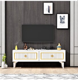 Resim 120 CM VENNA TV ÜNİTESİ BEYAZ-ALTIN 