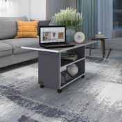 Resim Kenzlife orta salon sehpası atina gri 075*070*50 tekerlekli yemek masası 