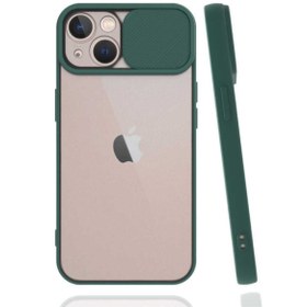 Resim Iphone 13 Uyumlu Kılıf Slayt Kamera Lens Korumalı Sürgülü Kapaklı Buzlu Renkli Silikon 