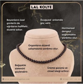 Resim OSMANLI DEĞERLİ TAŞ Sertifikalı Lal Doğal Taş Kolye - 6mm Kahverengi 
