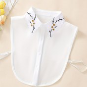 Resim Kadınlar için Siyah & Altın Çiçekli Ayrılabilir Sahte Yaka - Şifon Gibi Yarı Gömlek Tasarımı, Makinede Yıkanabilir Dekoratif Yaka Kazaklar, Hoodie'ler ve Katmanlı Kıyafetler İçin, Bluz Boyun Süsü, Kıyafet Geliştirici, Şık Aksesuar, Zarif Detay 