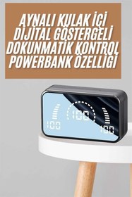 Resim Powerbankli Bluetooth Kulaklık Yüksek Ses Aynalı Çift Dijital Gösterge Ekranı 