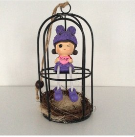Resim Kafeste Oturan Kız Biblo Mor Diğer 