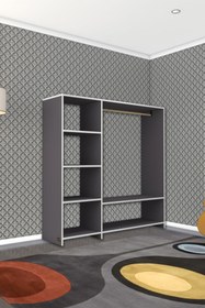 Resim Kenzlife Giysi Dolabı Mükremin 150*150*40 Gri Gardırop 