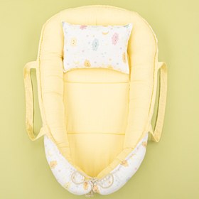Resim Babynest ve Yastık - Çift Taraflı - Sarı Muslin - Sarı Bulut 
