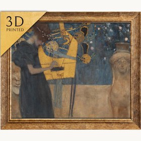 Resim Gustav Klimt Music 3D Print: Textured Oil Painting Reproduction - 55"x69" in / 140x176 cm / Vintage Gold Frame 