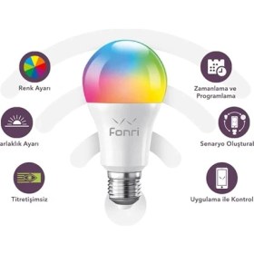 Resim Lidyahan Store Akıllı LED Ampul, 9W-TITREŞIMSIZ, 16.7 Milyon Renk, Sesli Kontrol, 2 Yıl Garantili (2) 