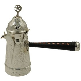 Resim Gümüş Kaplama Nakışlı Bakır Mırra Cezve 20 Cm 