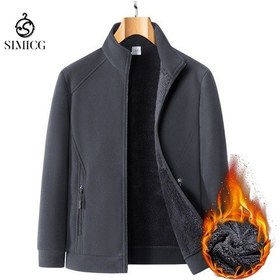 Resim Büyük Boy Peluş Ve Kalın Sıcak Erkek Polar Ceket Gri 