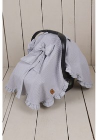 Resim Fırfırlı Tek Bebek Örtü Puset Örtüsü Puset Ana Kucağı Örtüsü Gri 