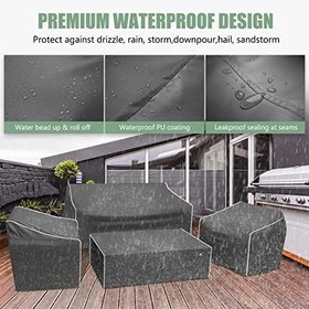 Resim Veranda Mobilya Kılıfları, Dış Mekan Mobilya Kılıfı Su Geçirmez 4 Parça, Veranda Mobilya Seti Kılıfları, Ağır Hizmet Veranda Kılıfları, Ourdoor Kanepe Örtüsü, 2 Sandalye Kılıfı, Sehpa Örtüsü Dahil -XL 