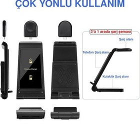 Resim Microcase Apple Uyumlu iPhone-iOS Watch-Airpods 3in1 Manyetik Şarj Standı Beyaz AL3697 