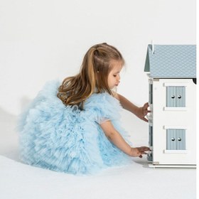 Resim Linola Baby Kids Loli Tütü Etekli Prenses Elbise Mavi 