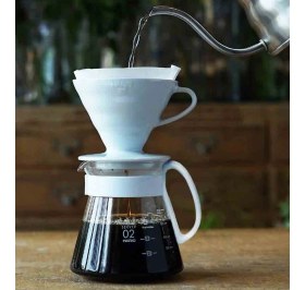 Resim Hario V60 02 Coffee Maker (White Ceramic) - Harıo V60 02 Kahve Demleme Seti (Beyaz Seramik) 
