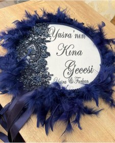 Resim diaeventdesign Lacivert Taş Detaylı Gelin Tefi 