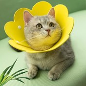 Resim Çiçek Şekilli Yumuşak Kedi Kurtarma Tasmaları - Ameliyat Sonrası İyileşme için Anti-Yalama ve Çizilmez Elizabet Konisi, Ayarlanabilir Evcil Hayvan Boyun Koruyucu Kediler ve Küçük Köpekler İçin, Sarı Beyaz Noktalarla, Oynak Tasarım, Ameliyat Sonrası Kedi Tasma 