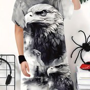 Resim Erkek Çocuk Modası ve Eğlence Serin Kartal 3D Şortlu T-Shirt Takım, Erkek Çocuklar için Dış Mekan T-Shirt Şortlu Takım, Dış Mekan için 