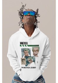 Resim Sevbano One Piece Roronoa Zoro Baskılı Unisex Oversize Anime Karakter Hoo beyaz 
