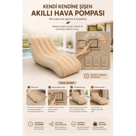 Resim Robo Dahili Pompalı Kendi Kendine Şişen Şişme Şezlong 