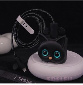 Resim Sevimle Store Kedi Şarj Kılıfı, Şarj Kablosu Örme Aparatı, Toparlayıcı, Kablo Koruyucu iPhone 18W/20W ile uyumlu 