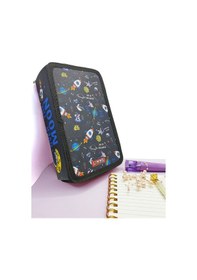 Resim Xl Jumbo Model Astronot Kalem Kutusu Organizer Kalemkutu 3 Bölmeli Kalemlik Siyah Siyah 