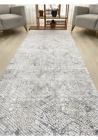 Resim Premium Krem Kaymaz Tabanlı Kesme Yolluk Koridor Mutfak Salon Halısı Yüksek Kalite 