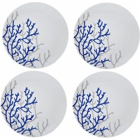 Resim Mercan Mavi Tabak 4'lü Set Beyaz - Mavi 