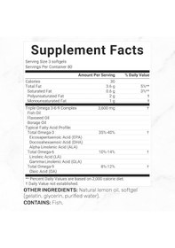Resim Deal Supplement Triple Omega 3-6-9 Fish Oil With Flaxseed Oil Borage Oils High Epa + Dha 3,600mg 240 Softgels 