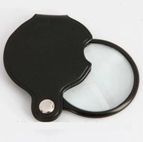 Resim -5x-50mm-mini Büyüteç,cepte Taşınan,optik Lens Katlanabilir Deri Kaplama-xx1051 