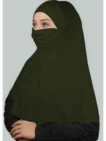 Resim Altobeh Hazır Türban Peçeli Pratik Eşarp Tesettür Nikaplı Hijab - Namaz Örtüsü Sufle (XL) - Haki 