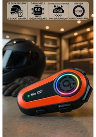 Resim Mioji Mio 120 2x RGB 1000 MAh IPX6 Kask Intercom Motosiklet Bluetooth Kulaklık 